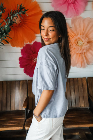 Denim Daisy Patchwork Top • Dusty Blue