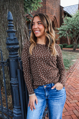 Meadow Darling Crewneck • Brown Floral