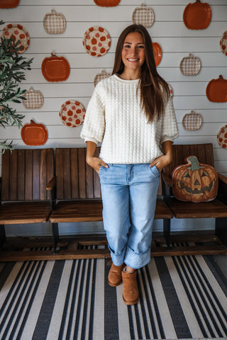 Funfetti Waffle Pullover • Cream