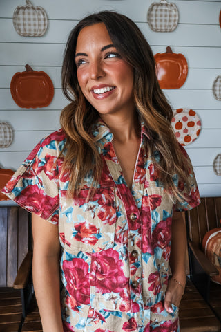 Autumn Romance Denim Top • Tan