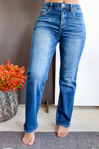 Arden Adjustable Waist Straight | Tummy Control • Dark Wash