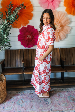 Bud & Bloom Eyelet Midi • Red - FINAL SALE
