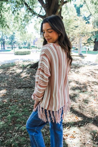New Horizons Tassel Sweater • Canyon Clay