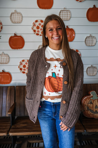 Hayrides & Bonfires Cardigan • Brown