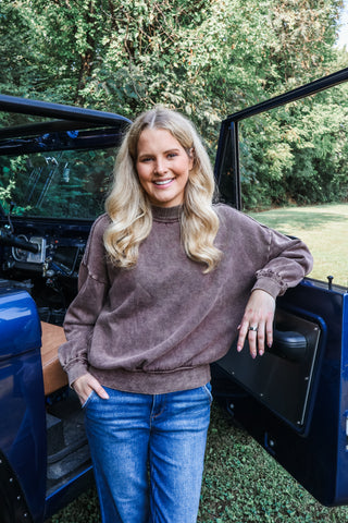 Ember Mock Neck Pullover • Cocoa