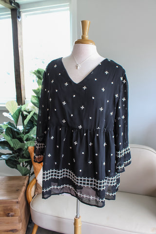 Moment Of Grace Embroidered Top • Black - PLUS