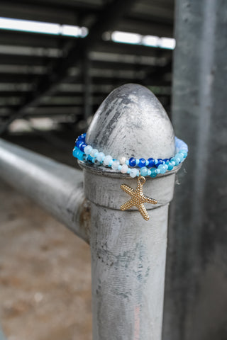 Seas The Day Beaded Bracelet • Blue