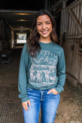 He Owns The Cattle Graphic Tee • Evergreen