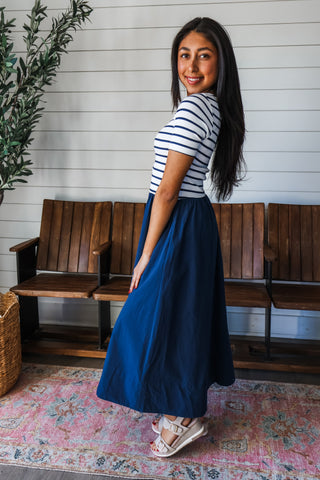 Paris Striped Pocket Dress • Navy