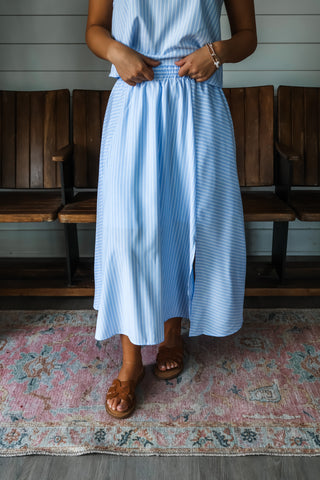 Beautiful Breeze Skirt Set • Blue Pinstripe