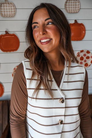 Chic Composure Striped Vest • Cream