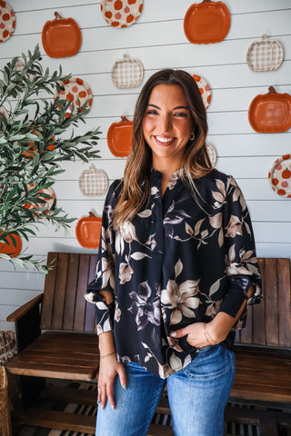 Magnolia Blooms • Black Floral