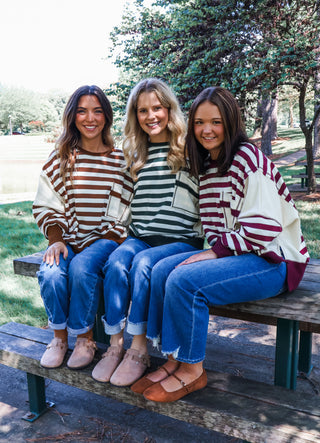 Seeing Stripes Oversized Pullover • Emerald