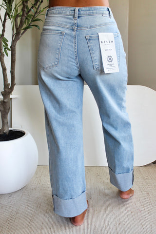 Paige Double Waistband Barrel • Light Wash