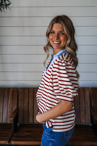 Worth Your While • Maroon Stripe - FINAL SALE