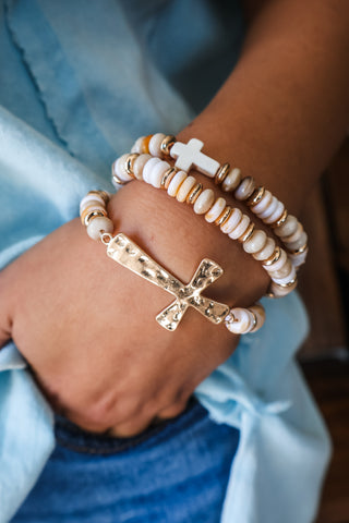 Tides Of Change Cross Bracelet • Cream