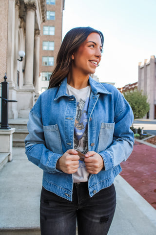 Taylor Two Tone Denim Jacket • Medium Wash