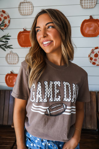 Game Day Football Graphic Tee • Mocha