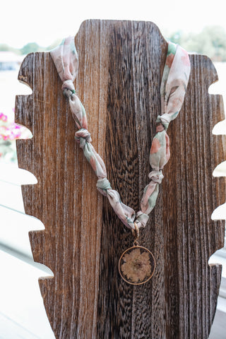 Pretty + Perfect • pink scarf necklace