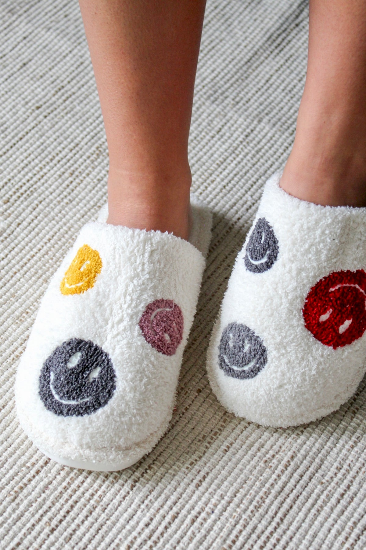 Oh What Fun Smiley Slippers • Multi