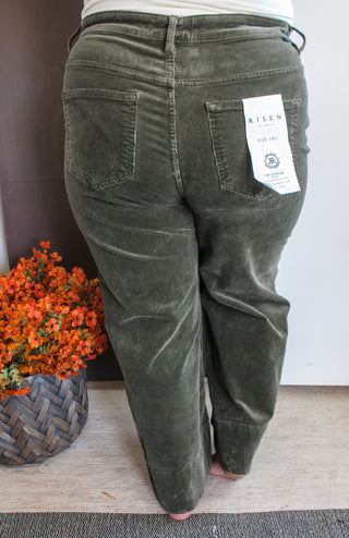 Milan Corduroy Wide Leg • Olive Moss - PLUS