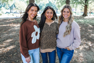 Darling Daisy Sweater • Brown - FINAL SALE