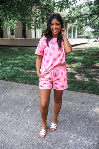 Fun Fest Polka Dot Short Set • Pink