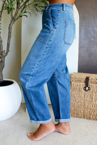 Oliver High Rise Barrel Leg • Medium Wash