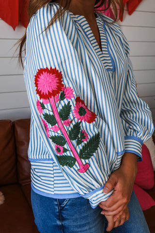 Petals & Pinstripe • Blue Floral