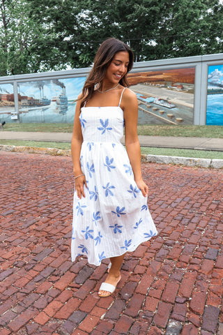 Faithful & Free Embroidered Midi • White