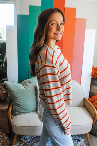 Loads Of Fun Striped Top • Tan Multi - FINAL SALE