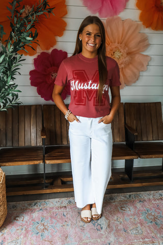 Team Mustangs Graphic Tee • Faded Crimson