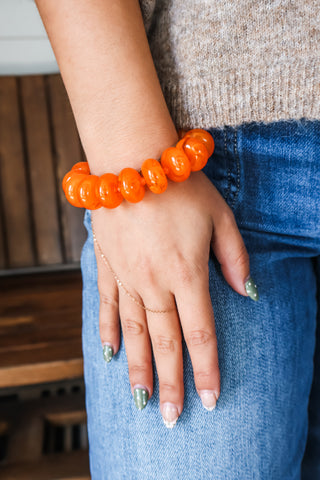 Beaded Bliss Statement Bracelet • Orange