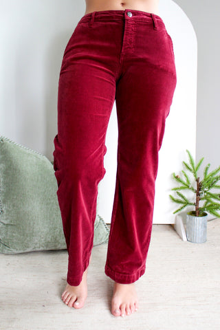 Pamela Corduroy Straight l Tummy Control • Wine