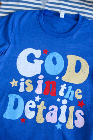God Is In The Details Graphic Tee • Heather Blue
