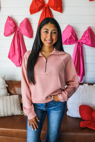 On The Go Half Zip • Peach