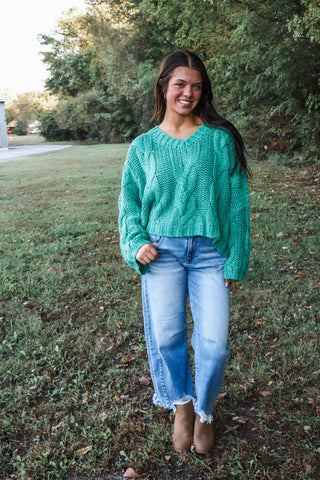 Denver Cable Sweater • Green