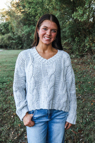 Denver Cable Sweater • Light Grey