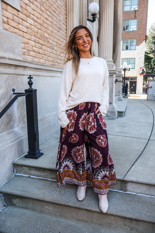 Boho Bazaar Palazzo Pant • Wine