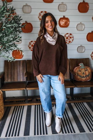 Bonfire Bliss Pocket Top • Dark Brown
