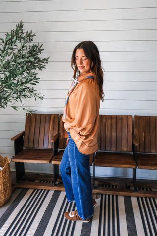 Rodeo Romance Satin Top • Pumpkin