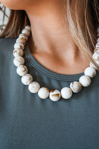 Harvest Moon Marble Necklace • Cream