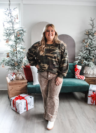 Camo Charm Pullover • Olive - PLUS