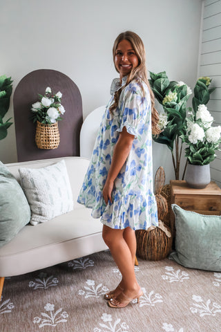 Blooming Pansies Pocket Dress • Blue