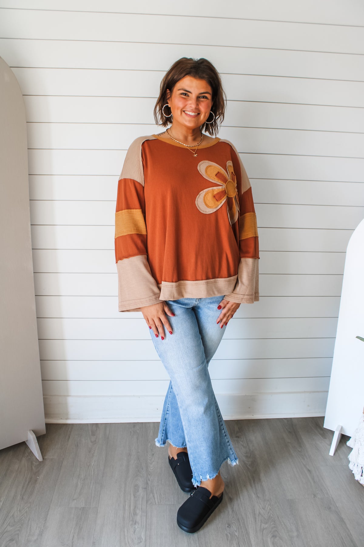 Fall Orchard Flower Top • Rust - PLUS