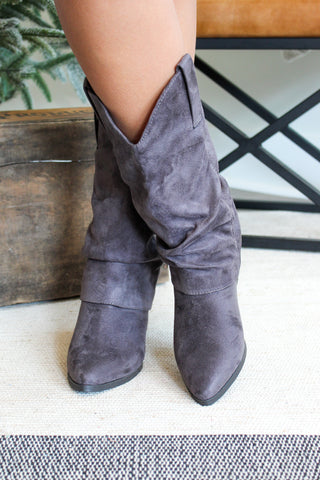 Freida Foldover Slouch Boot • Grey