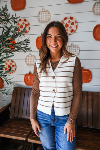 Chic Composure Striped Vest • Cream