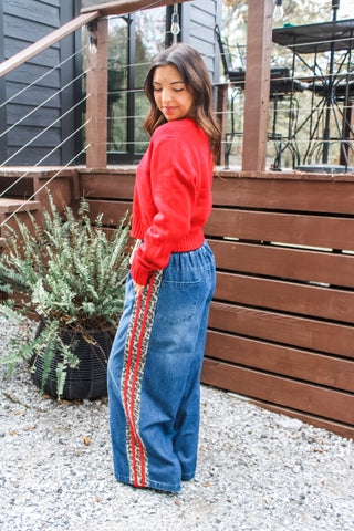 Wild About Winter Striped Denim Pants