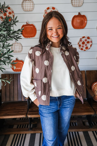 Spot-On Style Dotted Vest • Mocha