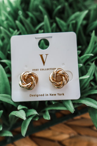 Twist Of Fate Stud Earrings • Gold